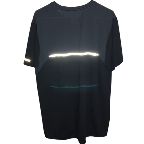 Russell Athletic Training Fit Mens Shirt Black L Reflective Accents Short Sleeve - Picture 3 of 9